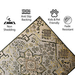 Polyester Stone Mosaic Carpet for Bedroom (3x5 Feet, Multicolor)