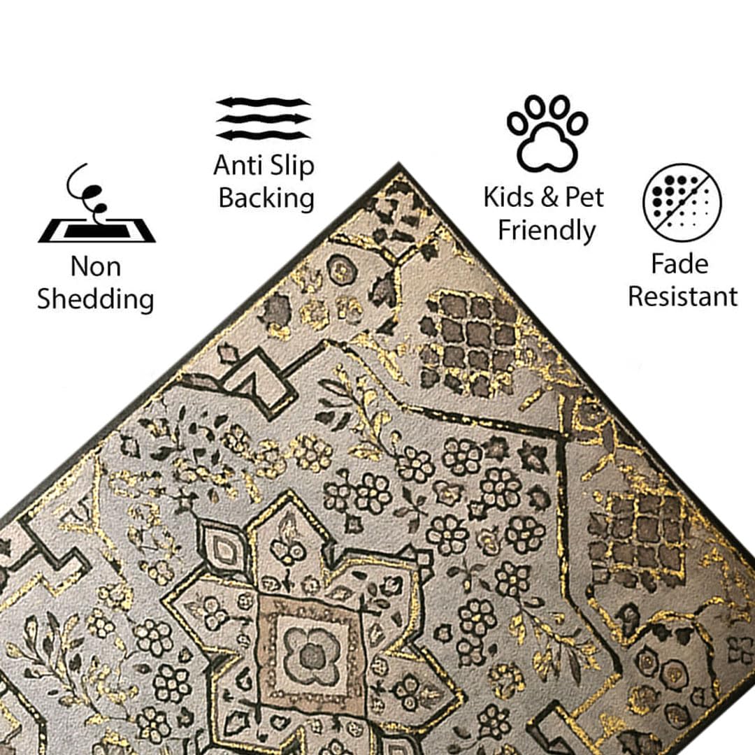 Polyester Stone Mosaic Carpet for Bedroom (4x6 Feet, Multicolor)