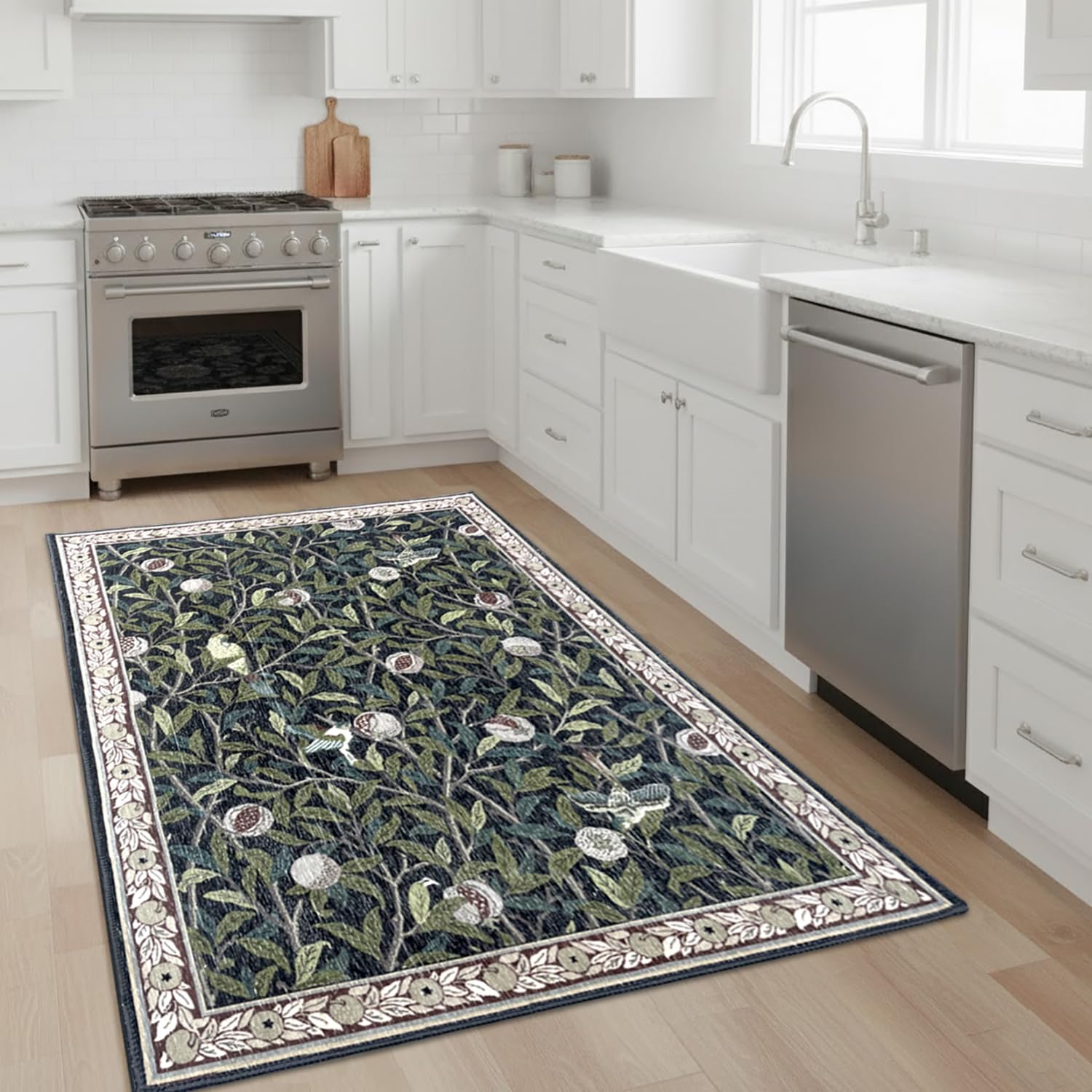 Polyester Printed Handmade Carpet Tropical (3X5 Feet Multicolour)