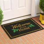 LUXE HOME INTERNATIONAL 100% Natural Coir Doormat for Home Entrance – Anti Skid with Rubber Backing Durable & Eco-Friendly Door Mat Coir Mat Indoor & Outdoor with Welcome to Our Home Print (71x45 cm)
