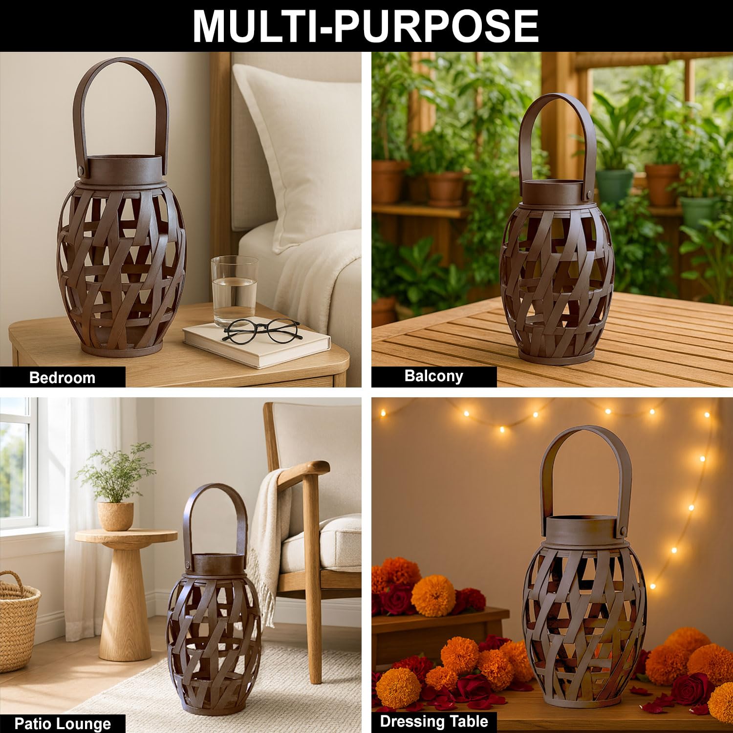 Bamboo Woven Lantern ( 24x16x16 cm ) Brown