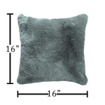 Cushion Cover One Side Rabbit Fur Pack of 2 (16 x 16 inch,Seige)