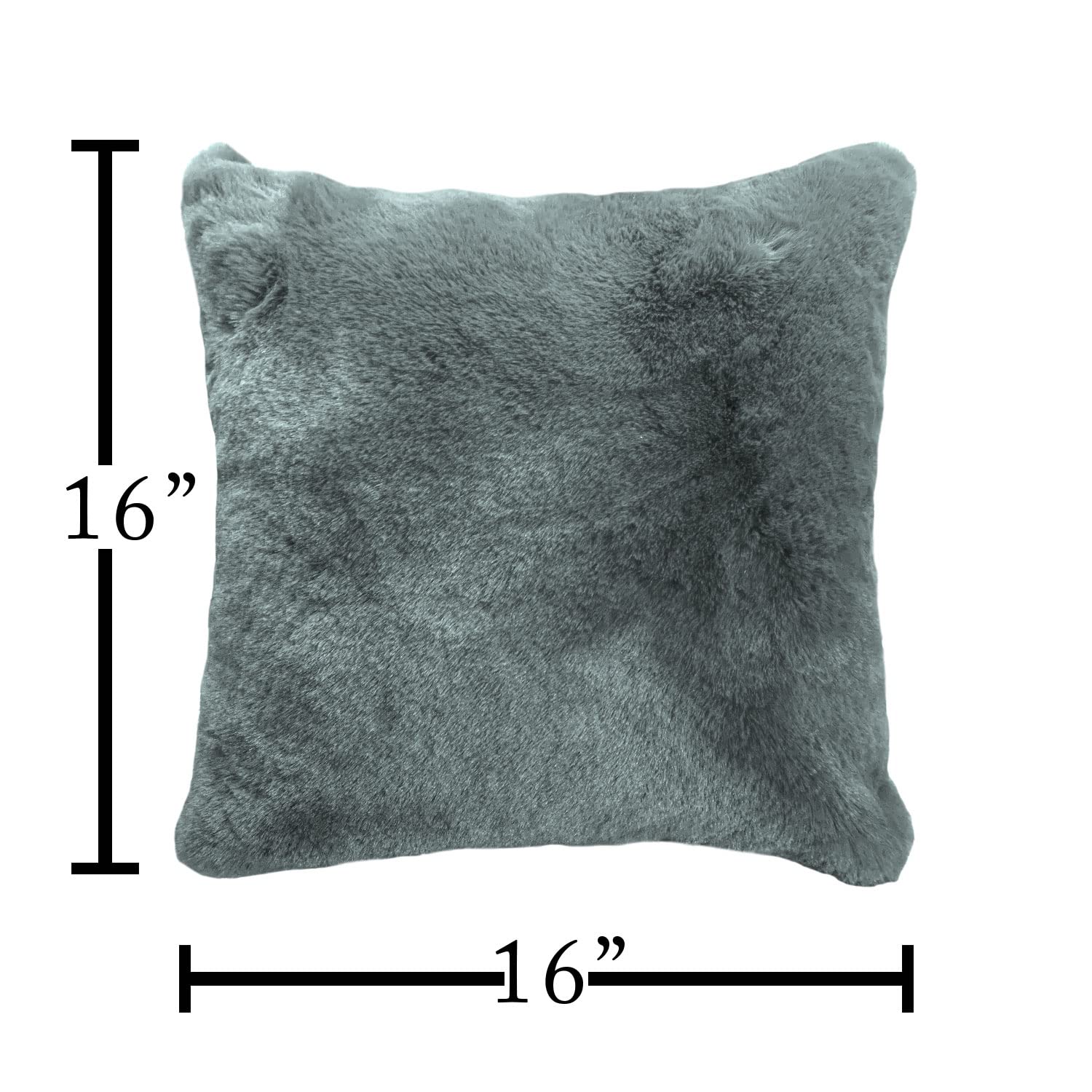 Cushion Cover One Side Rabbit Fur Pack of 2 (16 x 16 inch,Seige)
