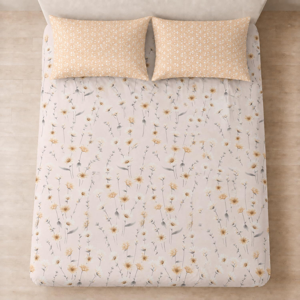 Double Bedsheet with 2 Pillow Covers 220 TC 100% Cotton Feel (King Size Pink 90x100 inch )