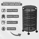 3-Tier Revolving Kitchen Trolley with Wheels (Black 32x32x60)