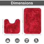 Marino Fur Contour Bath Mat Mat Set of 2 (Maroon 40x60 cm & 40x45)
