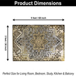Polyester Stone Mosaic Carpet for Bedroom (3x5 Feet, Multicolor)