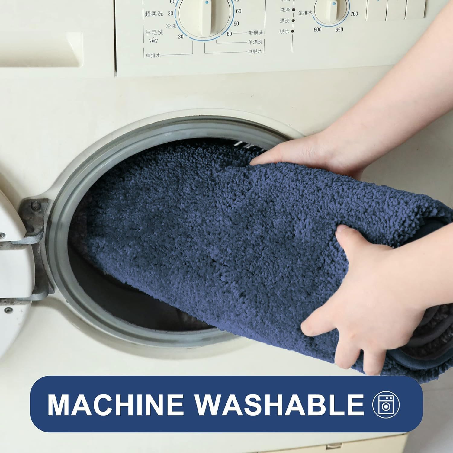 Newman Microfibre Bath mat (45X75 Cm,Navy Blue)