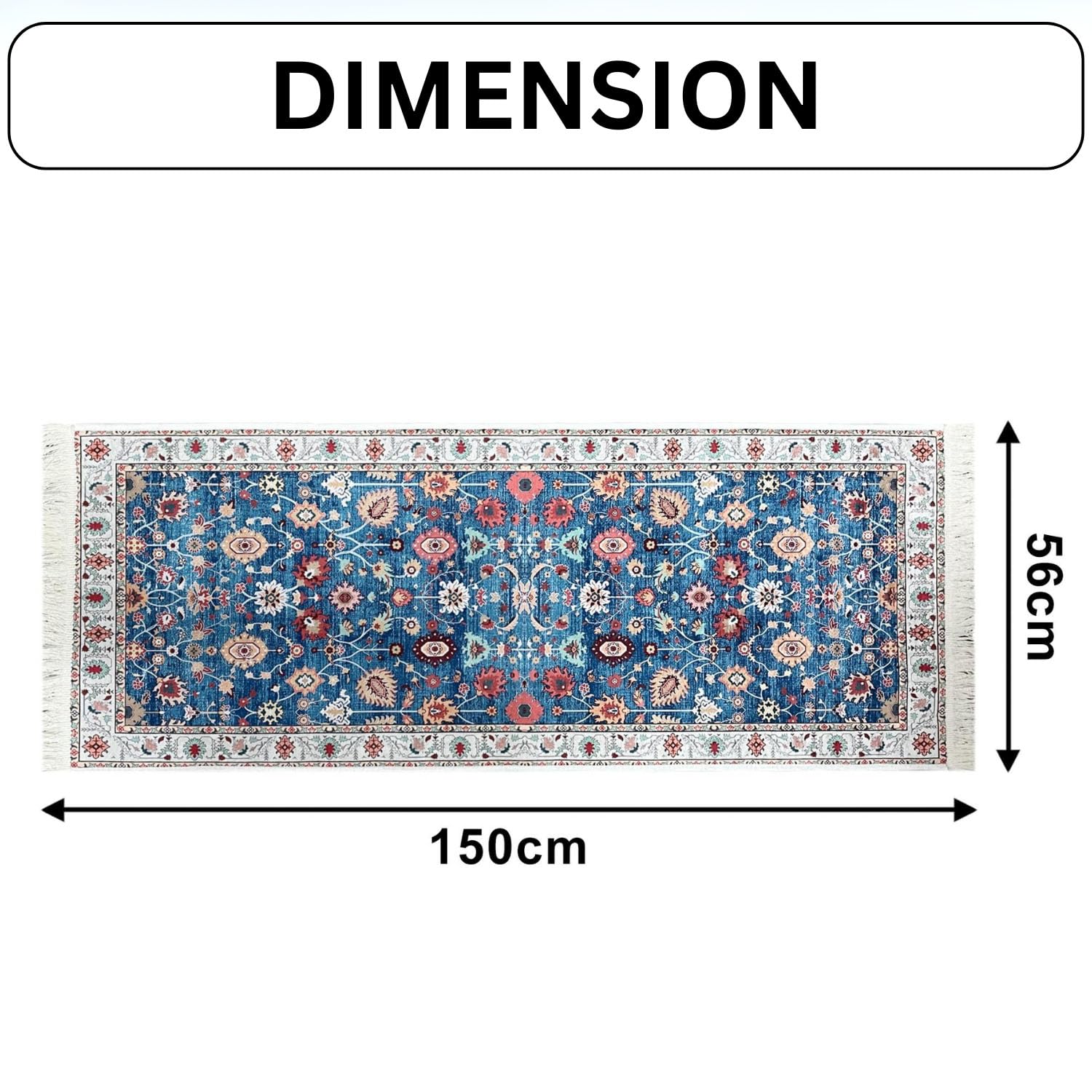 Polyester Floor Runner  Imperial Medallion Pattern Multi Color 150x56cm