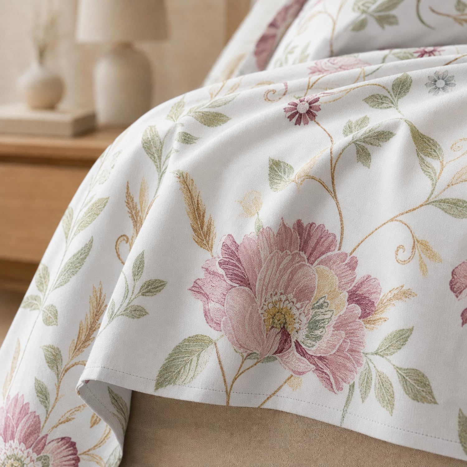 Double Bedsheet with 2 Pillow Covers 220 TC 100% Cotton Feel ( King Size Blush 90x100inch )