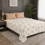 Double Bedsheet with 2 Pillow Covers 220 TC 100% Cotton Feel ( Cream , 90x100inch )