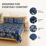 Queen Size Double Bedsheet With 2 Pillow Covers Lines Pattern 90x90 Inch
