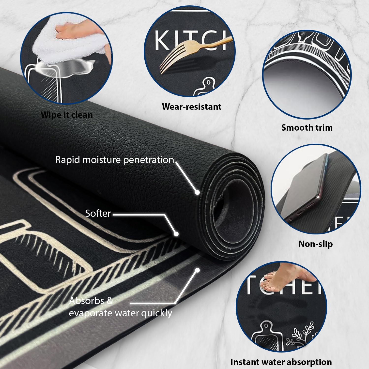 Kitchen Mat Combo Kitchen Design (116x36 & 58x36 cm Grey)