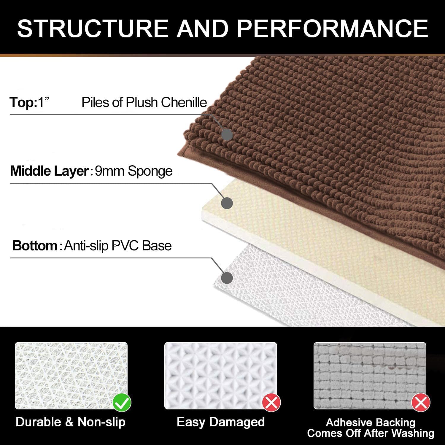 Chenile Bath Mat For Bathroom (Coffee, 37X56 Cm)