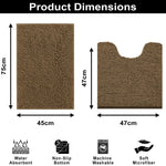 Microfibre Chenille Contour Bath Mat Set Pack of 2 (Chocolate  45x75cm & 47x47cm)