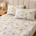 King Size Double Bedsheet with 2 Pillow Covers Premium Soft Meadow Bloom Printed 90x100inch