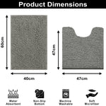 Microfibre Chenille Contour Bath Mat Set  Pack of 2 (Grey 40x60cm & 47x47cm)