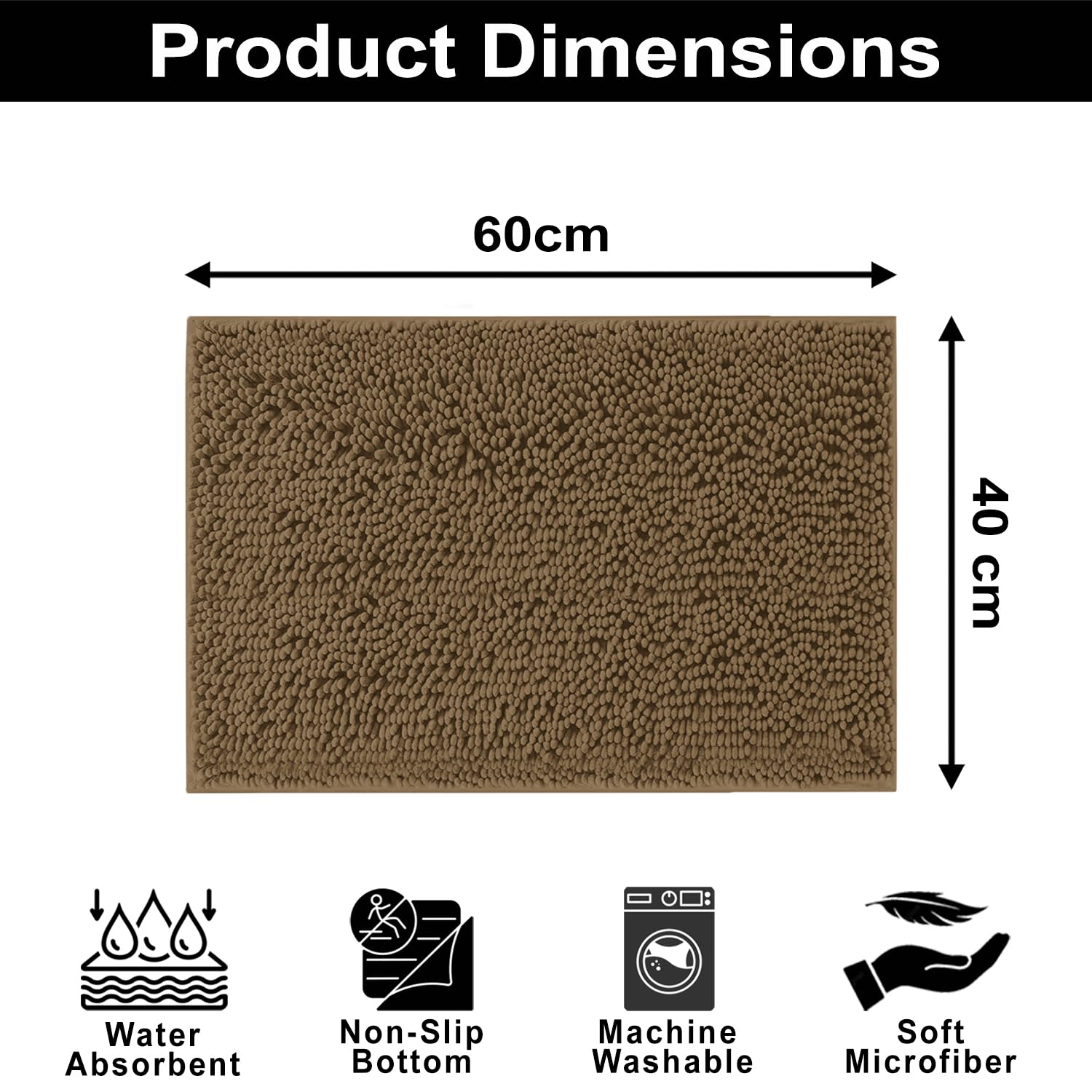 Shaggy Chenille Bath Mat Extra Soft (40x60 cm Chocolate)