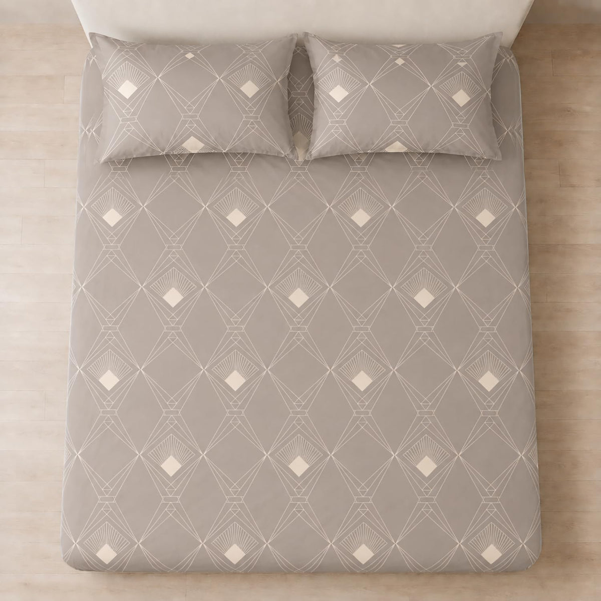 Double Bedsheet with 2 Pillow Covers Premium 240 TC 100% Cotton Feel (Taupe 108x108 inch )