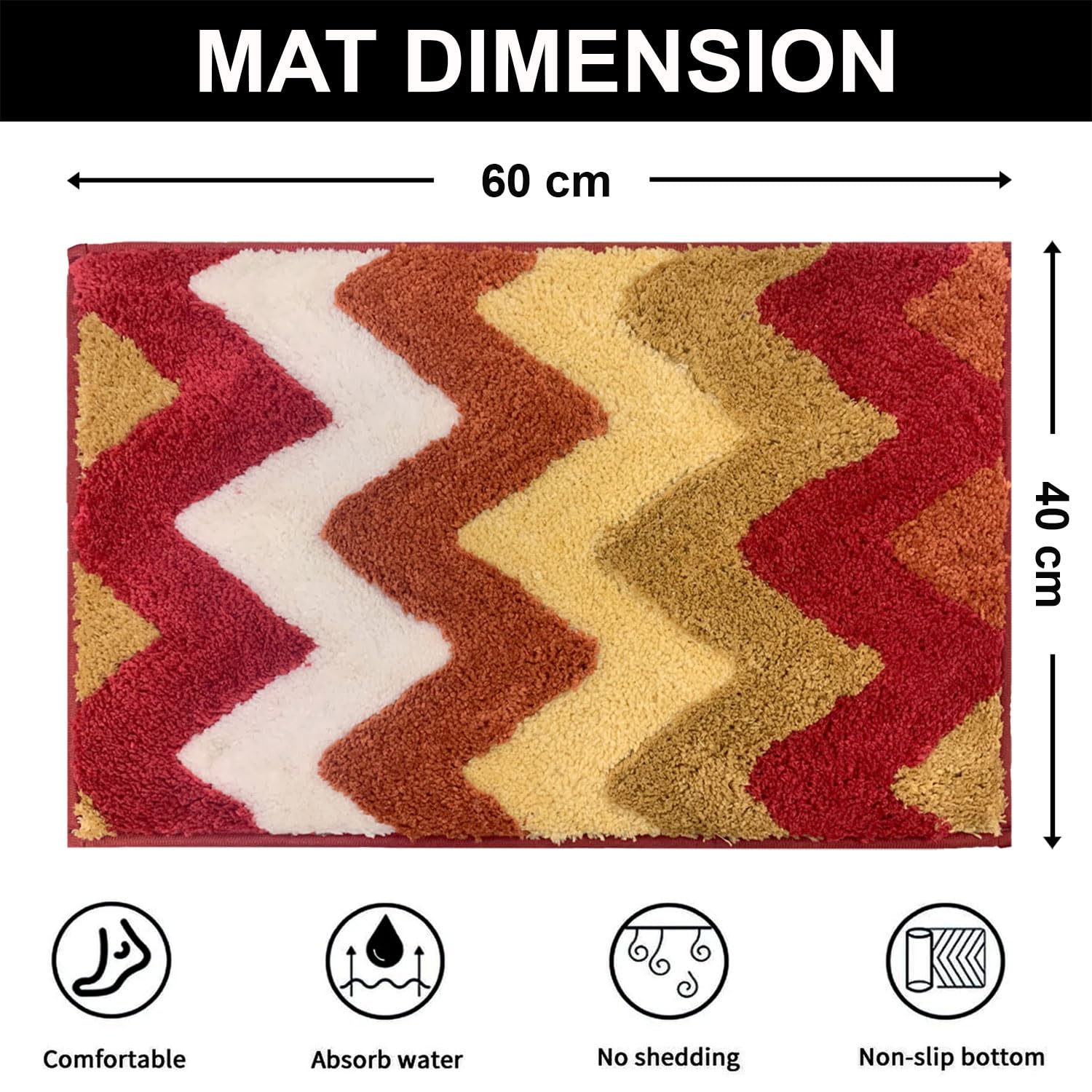 Macau Stripe Bath Mat (40x60 cm,Red)