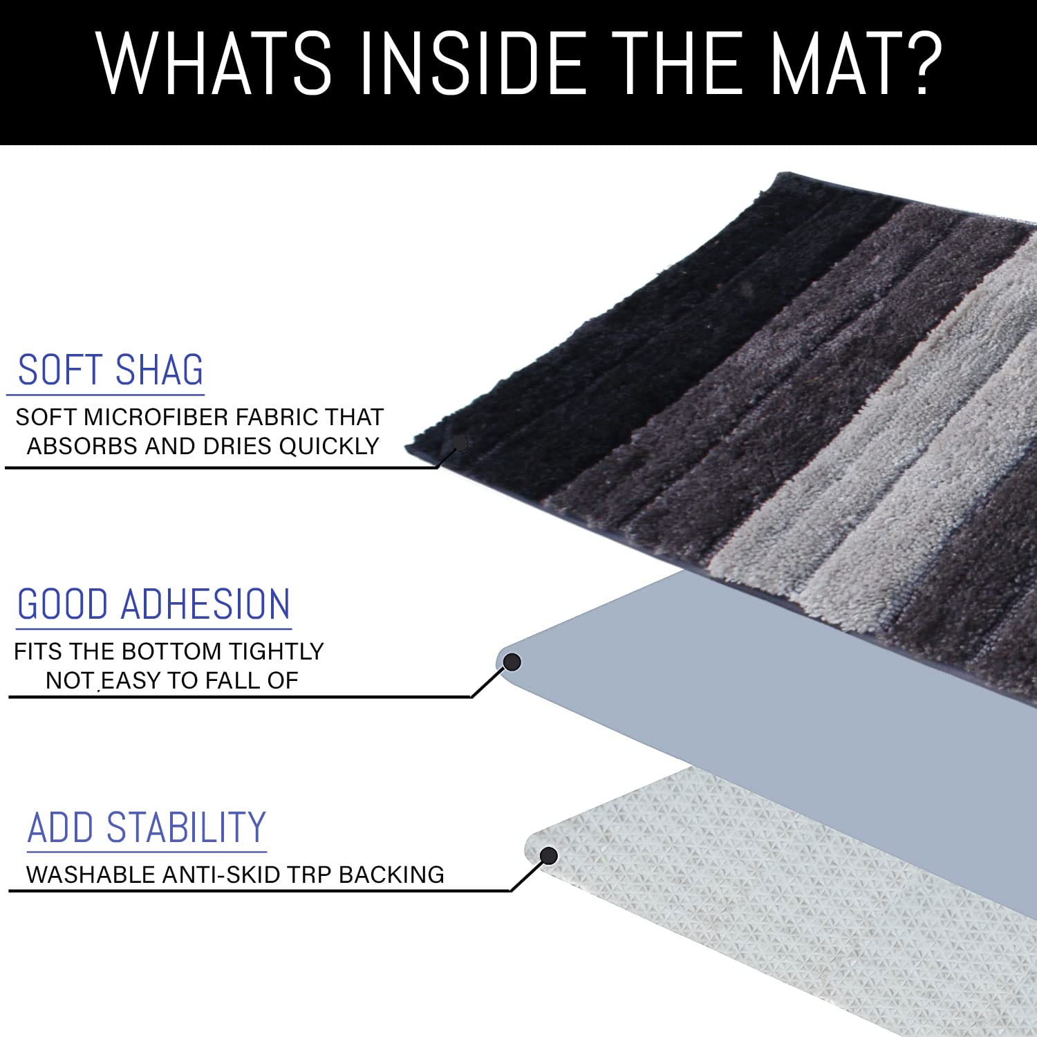 Luxury Bath Mat for Bathroom Pack of 2 (40X60 Cm ,Anthra)
