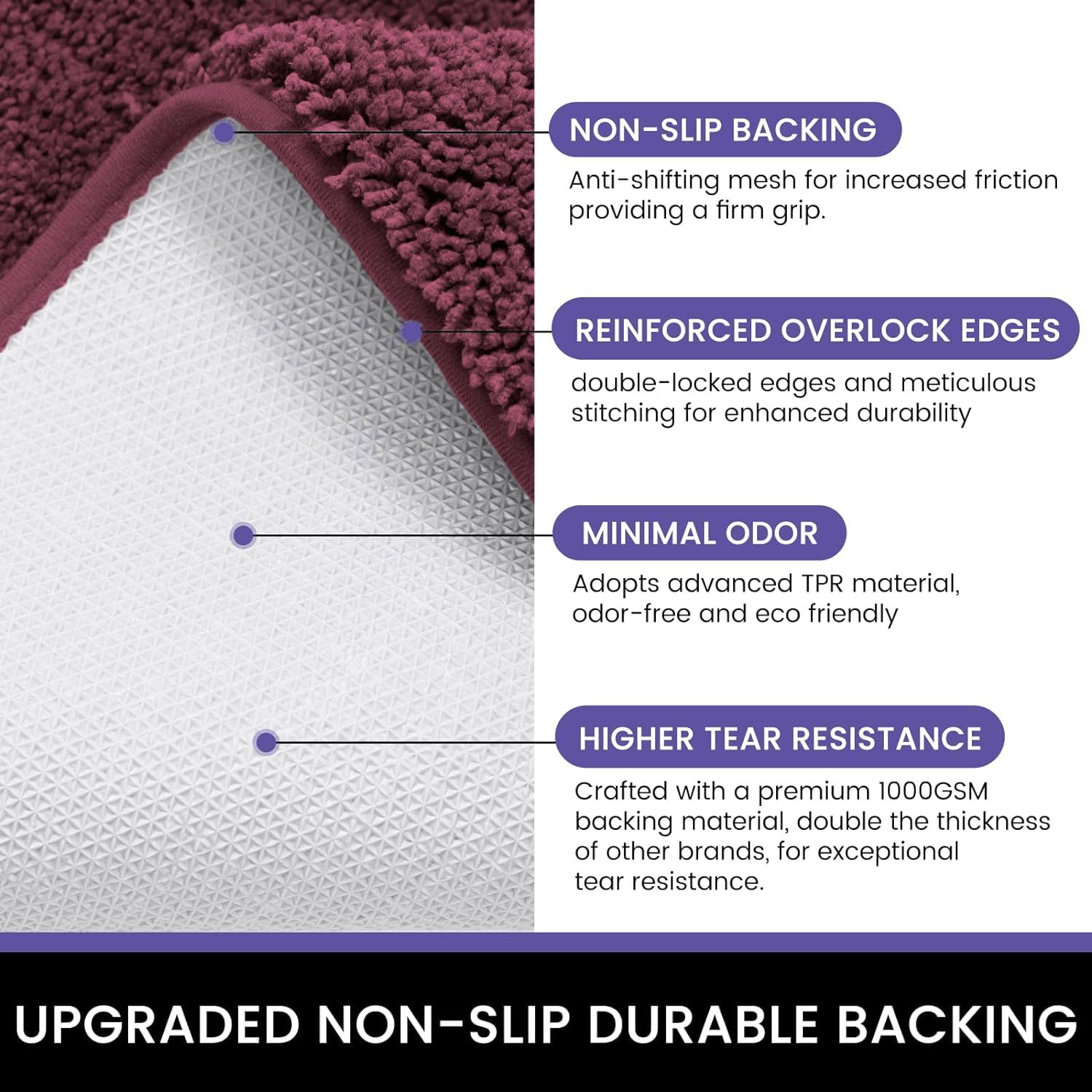 Newman Microfibre Bath Mat (40X60 Cm, Wine)