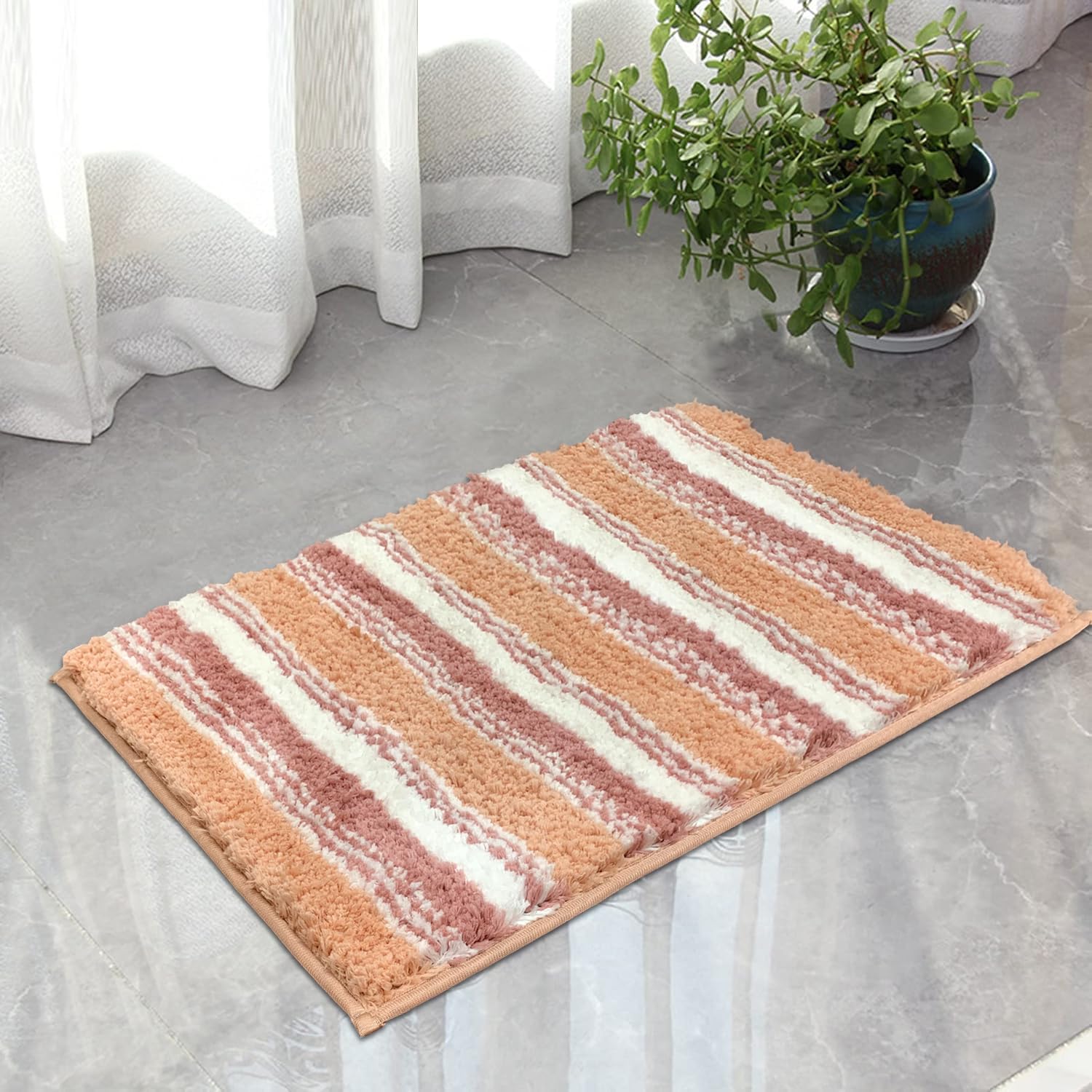 Capetown Bath Mat for Bathroom (Peach, 40x60 cm)