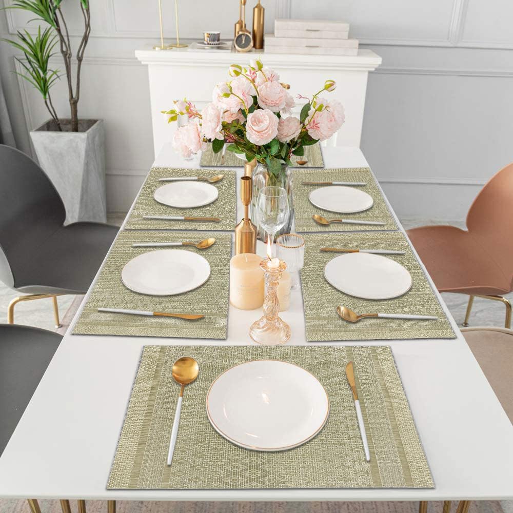 Placemat for Dining Table Set of 6(30x45 CM Gold)