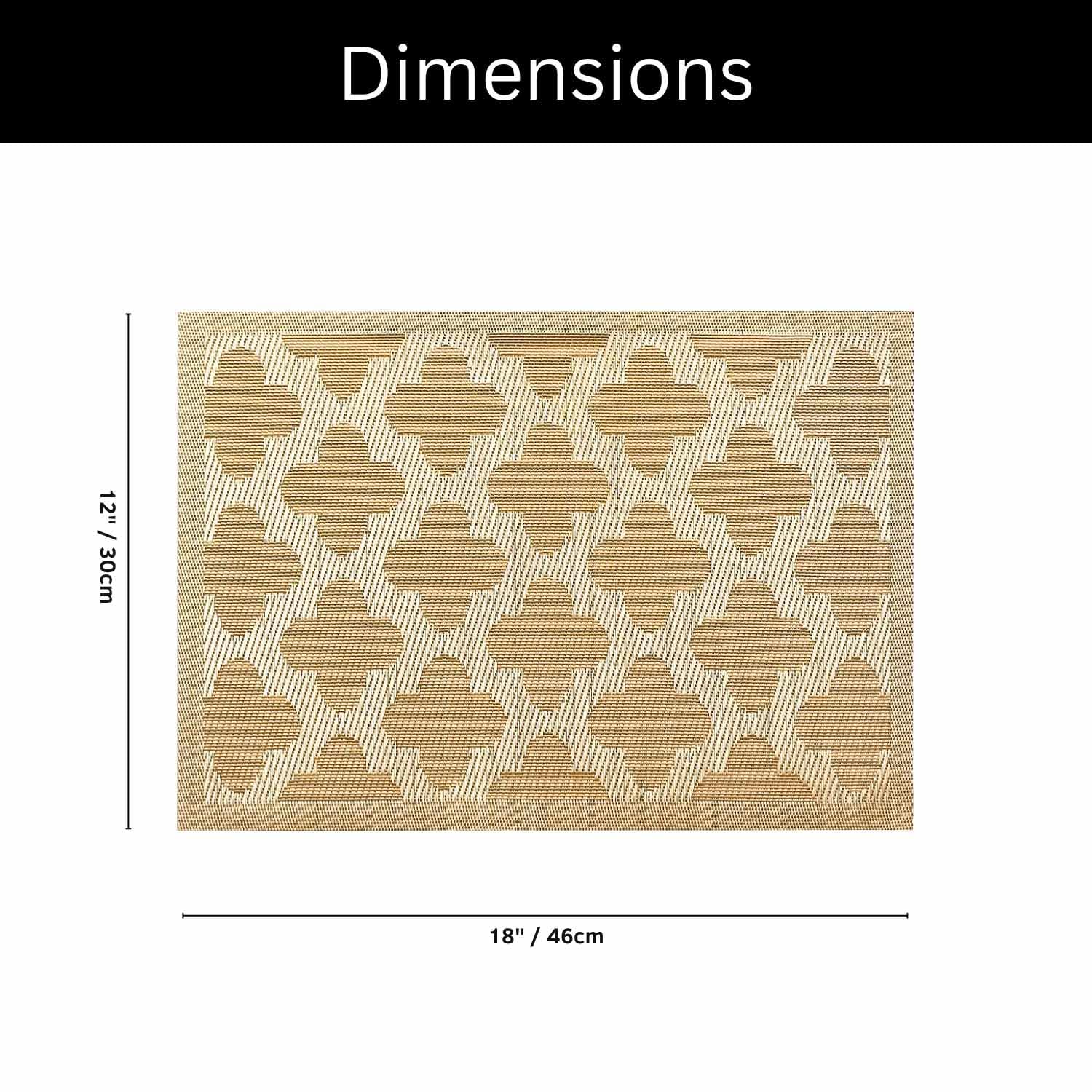 Luxe Home International PVC Vinyl Curves Design Placemat ST10000TH – Heat Resistant, Wipe Clean, Anti-Skid Table Mats for Dining Table, Kitchen & Home Decor (30x45 CM Gold Set of 6)