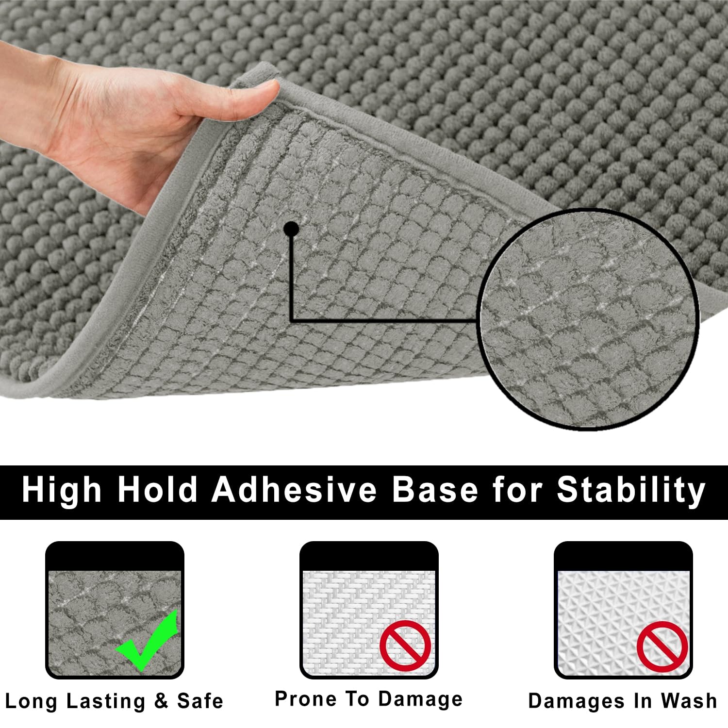 Shaggy Chenille Bath Mat Extra Soft (60x120 cm Grey)