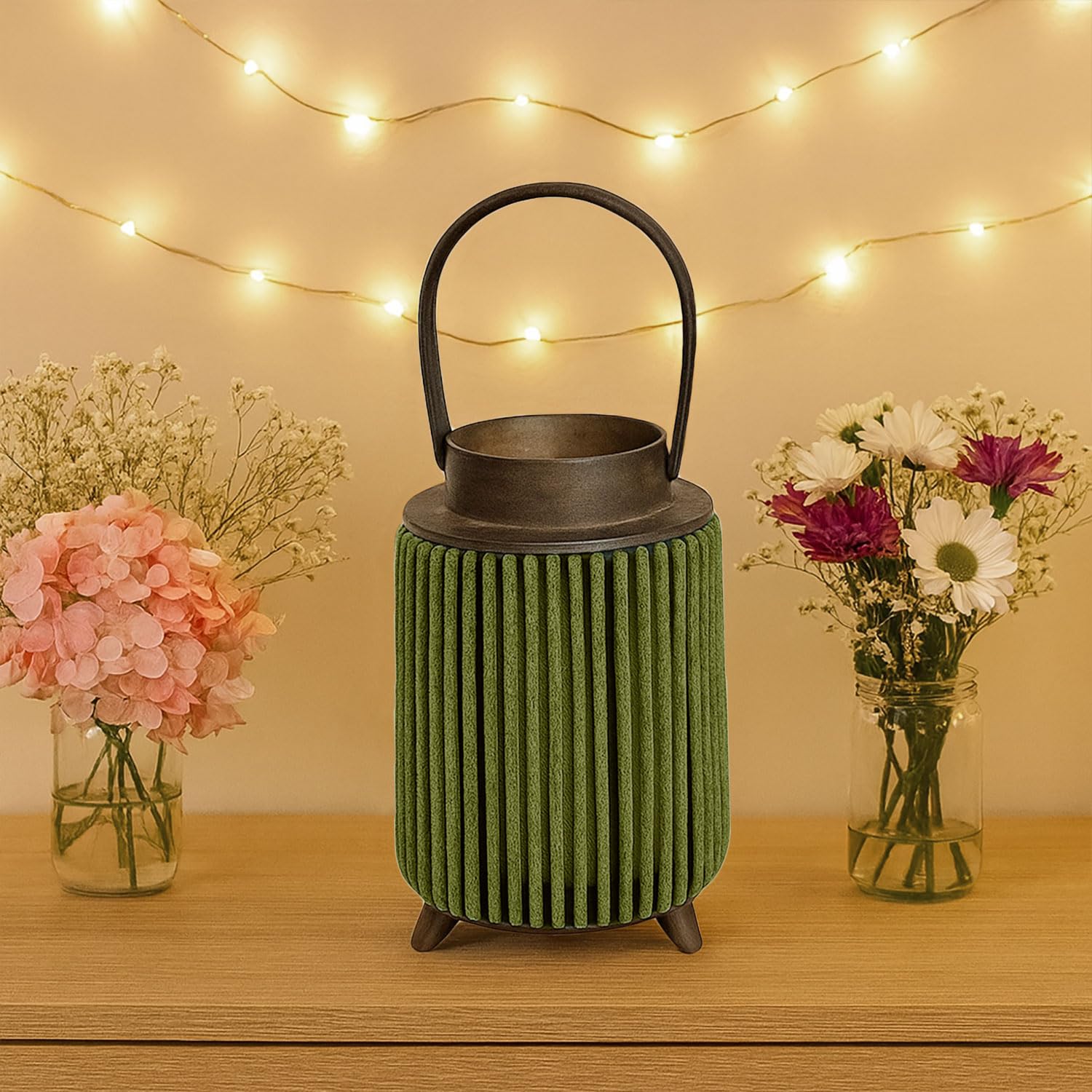 Hanging Bamboo Lamps ( 22x14x14 cm ) Green