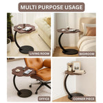 Multi-Purpose Side Table for Living Room, Bedroom & Office – Wooden Top End Table with Storage Shelf, Modern Corner Piece, Black Metal Frame (40x40x60 cm)