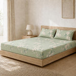 King Size Double Bedsheet with 2 Pillow Covers Premium Mint Rose Dot Border Printed  90x100inch