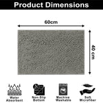 Shaggy Chenille Bath Mat Extra Soft (40x60 cm Grey)