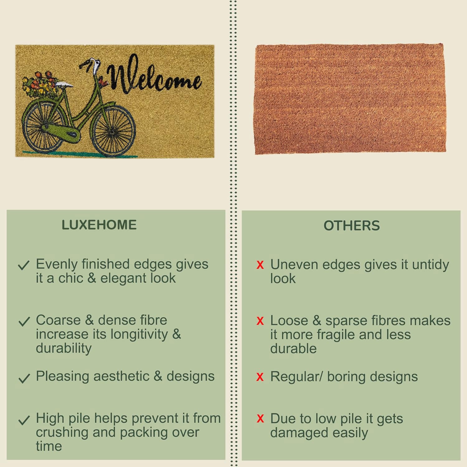 Coir Doormat for Home Entrance ( Bycycle ,71x45 cm)