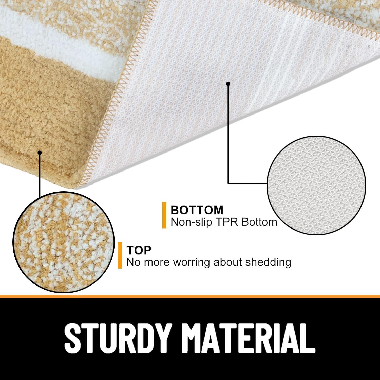 Columbia Bath Mat for Bathroom(Gold, 38x58 cm)