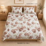King Size Double Bedsheet with 2 Pillow Covers Premium Dusty Leaf Whisper Printed 90x100inch