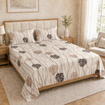 Double Bedsheet with 2 Pillow Covers Premium 240 TC 100% Cotton Feel (Cream 108x108 inch )