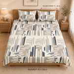 King Size Double Bedsheet with 2 Pillow Covers Premium Linear Blocks Printed 90x100 inch