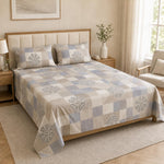 Double Bedsheet with 2 Pillow Covers 220 TC 100% Cotton Feel ( King Size Grey 90x100 inch )