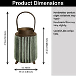 Bamboo Woven Lantern With Handle ( 26x17x17 cm ) Seige