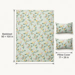 Double Bedsheet with 2 Pillow Covers 220 TC 100% Cotton Feel ( Green , 90 x 100 inch )