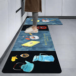 Kitchen Mat Combo  (116x36 & 58x36 cm,Blue)