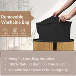Round Bamboo Laundry Basket with Lid (Natural, 35x35x50 cm)