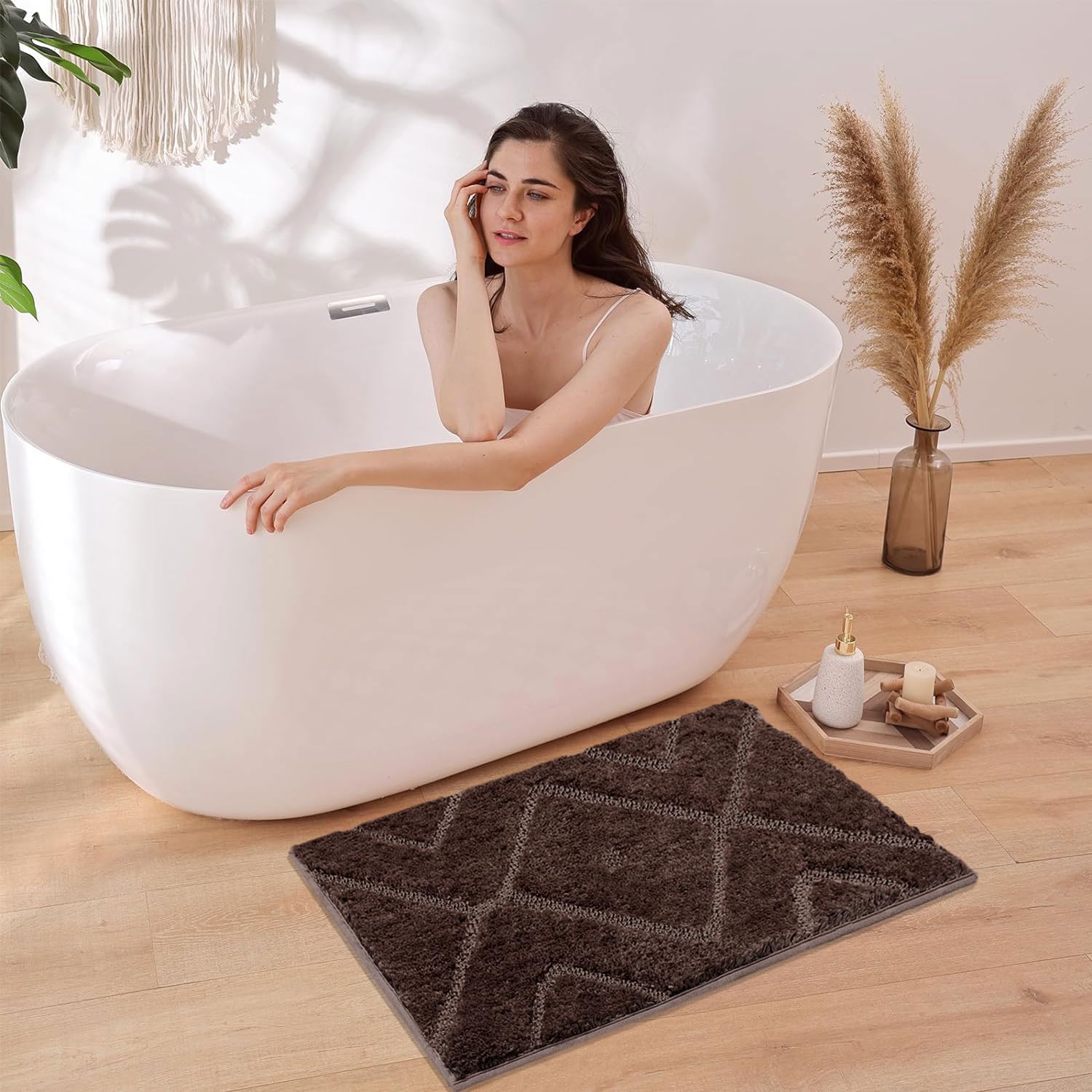 Bath Mat Classic Diamond Microfiber 2200 GSM (40x60 cm, Chocolate )