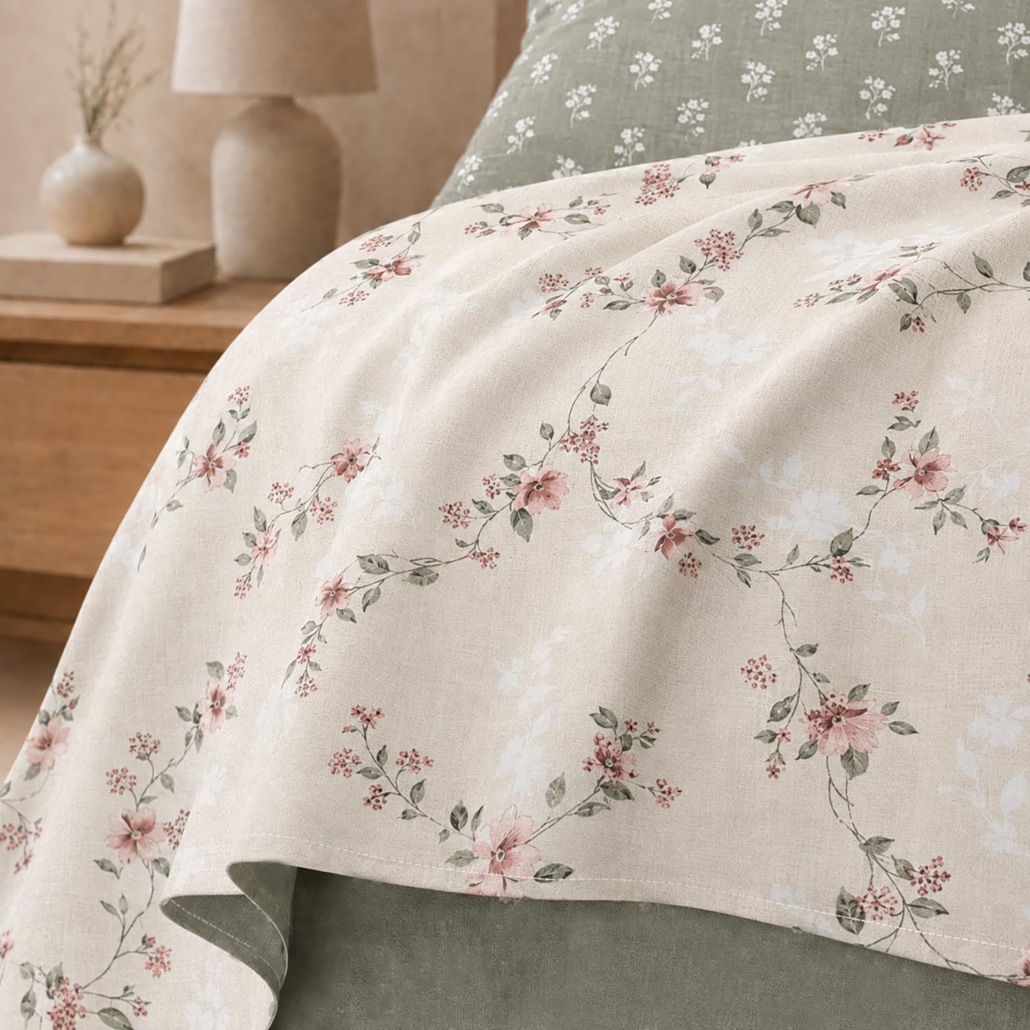 Double Bedsheet with 2 Pillow Covers 220 TC 100% Cotton Feel ( Beige 90x100 inch )