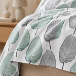 Double Bedsheet with 2 Pillow Covers 220 TC 100% Cotton Feel ( King Size Teal&Grey 90x100inch )