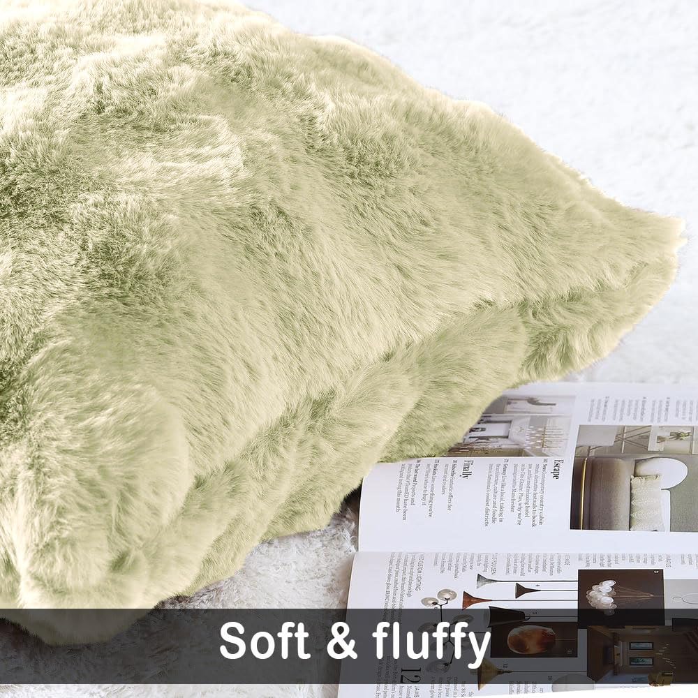 Rabbit Fur Bubble Cushion Cover - Pack of 2(Lime, 16x16 Inch)