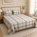 Double Bedsheet with 2 Pillow Covers 220 TC 100% Cotton Feel ( King Size Grey 90x100inch )