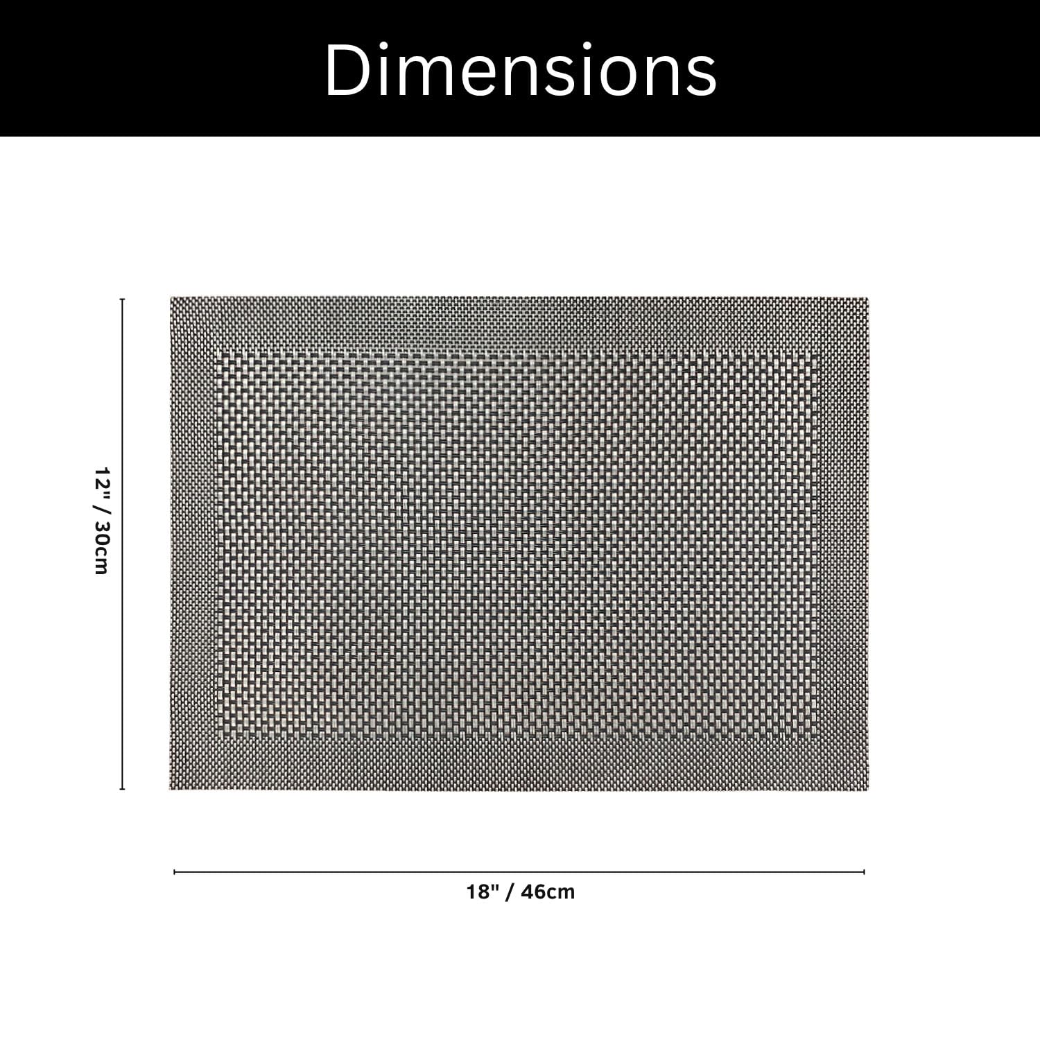 Dining Table Placemat Set of 2 (30x45 CM Black )